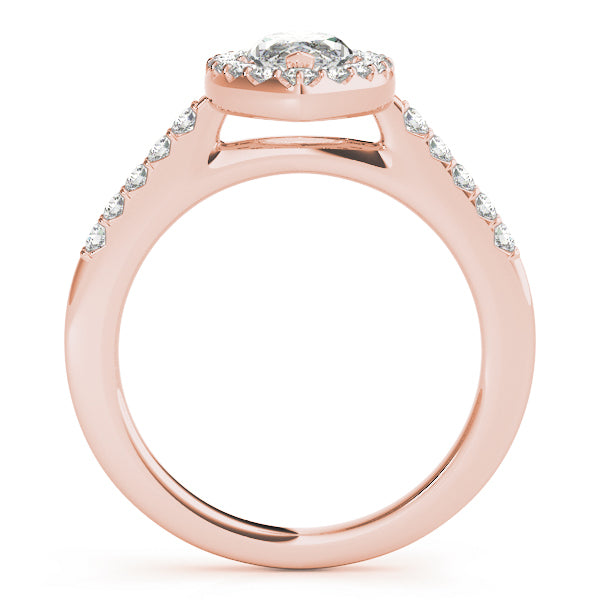 14K Rose Gold 1 1/3 ct tw Halo Diamond Engagement Ring