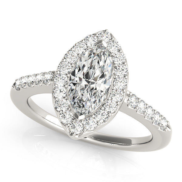 Platinum 1 1/3 ct tw Halo Diamond Engagement Ring