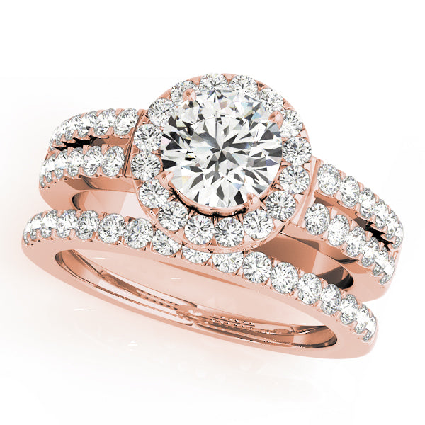 14K Rose Gold 1 3/8 ct tw Halo Diamond Engagement Ring