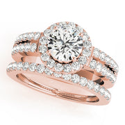18K Rose Gold 1 3/8 ct tw Halo Diamond Engagement Ring