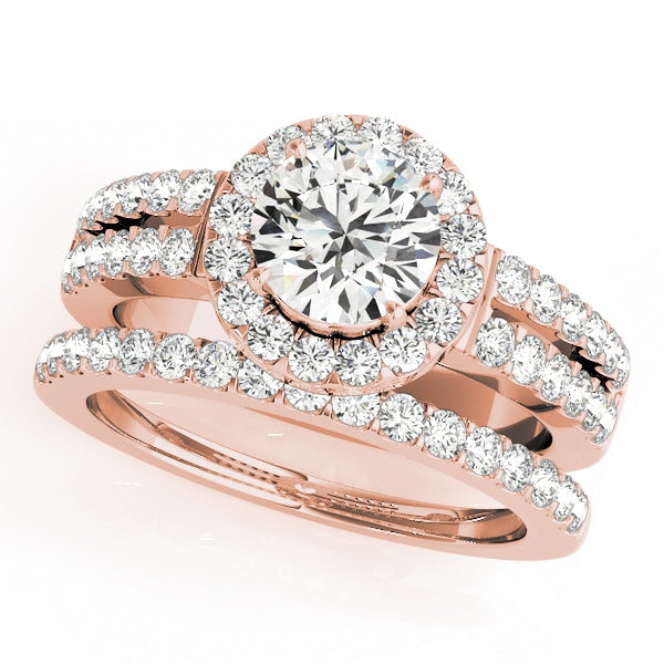 18K Rose Gold 1 3/8 ct tw Halo Diamond Engagement Ring