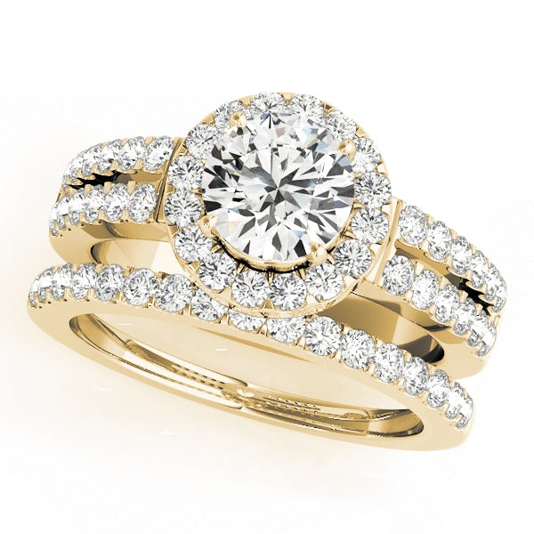 14K Yellow Gold 1 3/8 ct tw Halo Diamond Engagement Ring