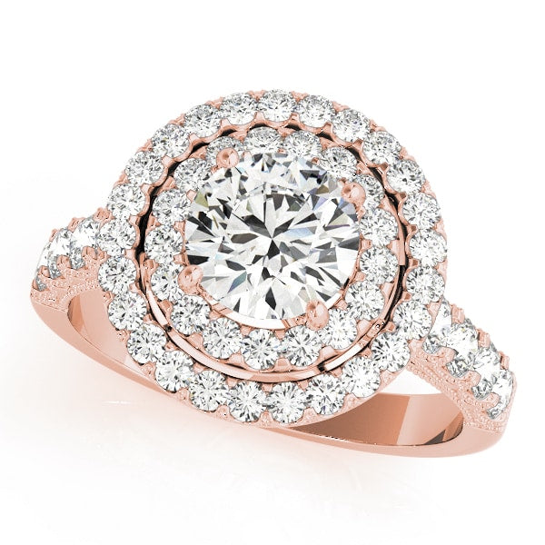 14K Rose Gold 2 ct tw Halo Diamond Engagement Ring