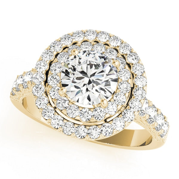 18K Yellow Gold 2 ct tw Halo Diamond Engagement Ring