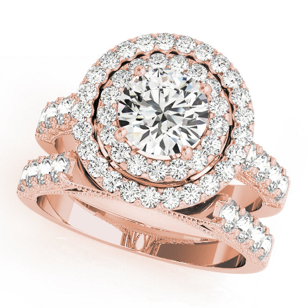 18K Rose Gold 2 ct tw Halo Diamond Engagement Ring