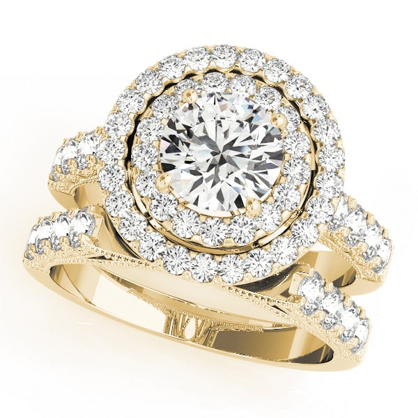14K Yellow Gold 2 ct tw Halo Diamond Engagement Ring