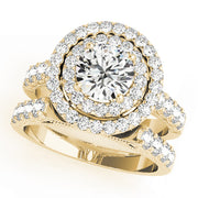 14K Yellow Gold 2 ct tw Halo Diamond Engagement Ring