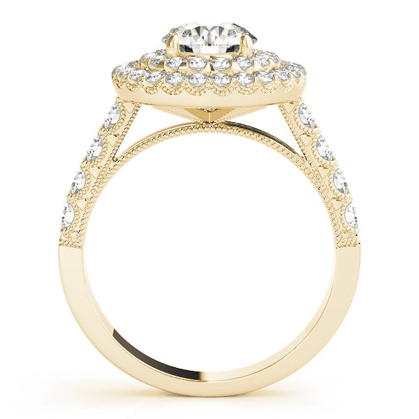 14K Yellow Gold 2 ct tw Halo Diamond Engagement Ring