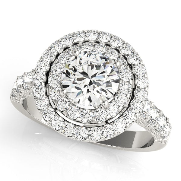 Platinum 2 ct tw Halo Diamond Engagement Ring