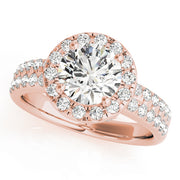 18K Rose Gold 1 5/8 ct tw Halo Diamond Engagement Ring