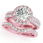 18K Rose Gold 1 5/8 ct tw Halo Diamond Engagement Ring