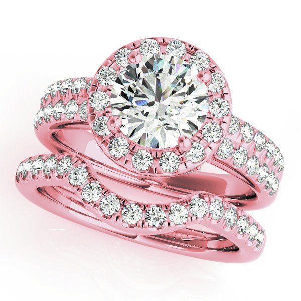 18K Rose Gold 1 5/8 ct tw Halo Diamond Engagement Ring