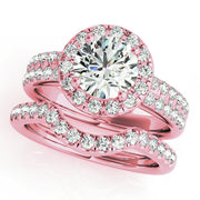 18K Rose Gold 1 5/8 ct tw Halo Diamond Engagement Ring
