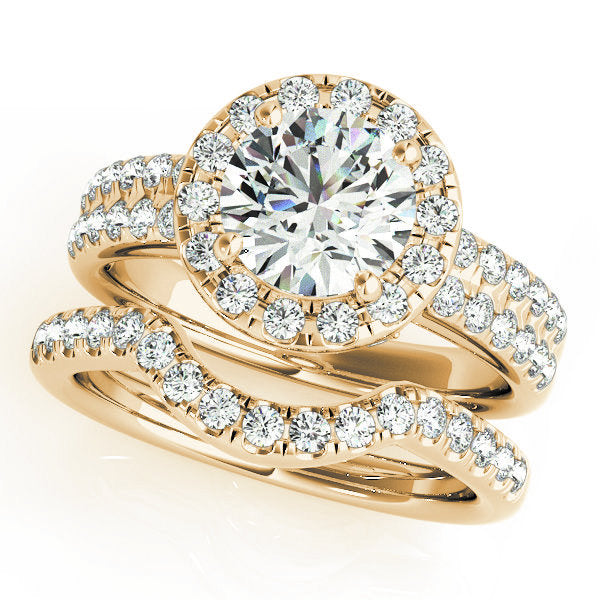 18K Yellow Gold 1 5/8 ct tw Halo Diamond Engagement Ring