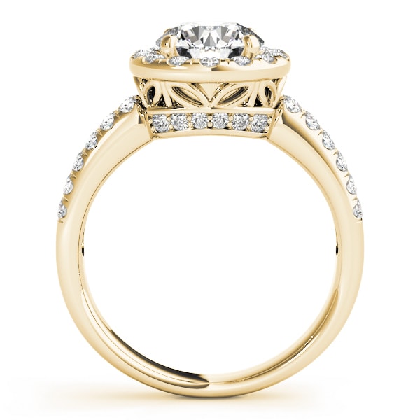 18K Yellow Gold 1 5/8 ct tw Halo Diamond Engagement Ring