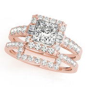 14K Rose Gold 1 1/2 ct tw Halo Diamond Engagement Ring