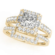 14K Yellow Gold 1 1/2 ct tw Halo Diamond Engagement Ring
