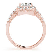 18K Rose Gold 1 1/2 ct tw Halo Diamond Engagement Ring