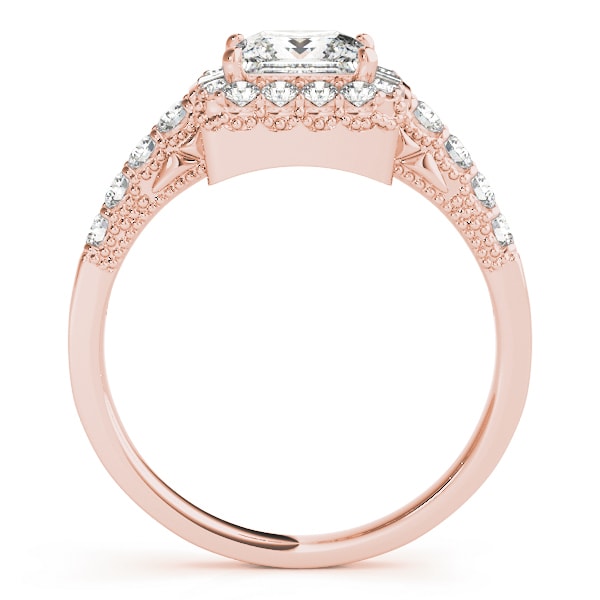 18K Rose Gold 1 1/2 ct tw Halo Diamond Engagement Ring