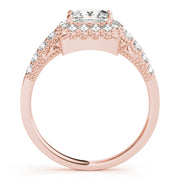 18K Rose Gold 1 1/2 ct tw Halo Diamond Engagement Ring