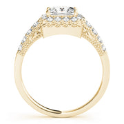 18K Yellow Gold 1 1/2 ct tw Halo Diamond Engagement Ring