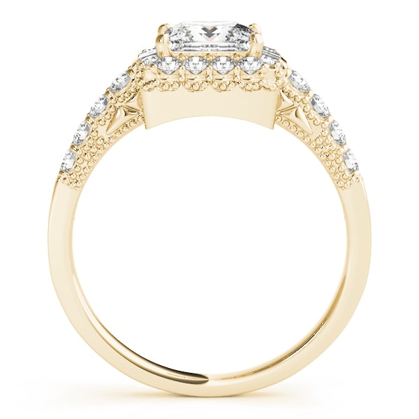 18K Yellow Gold 1 1/2 ct tw Halo Diamond Engagement Ring