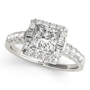 18K White Gold 1 1/2 ct tw Halo Diamond Engagement Ring