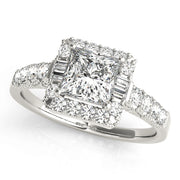 18K White Gold 1 1/2 ct tw Halo Diamond Engagement Ring