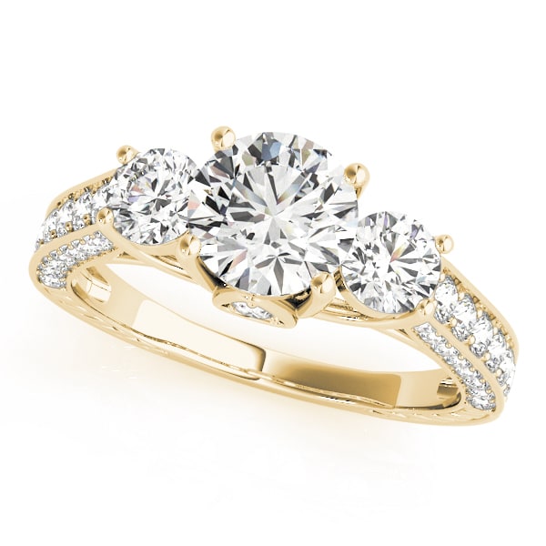 18K Yellow Gold 1 7/8 ct tw Three Stone Diamond Engagement Ring