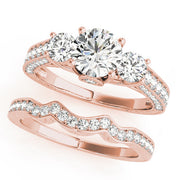 18K Rose Gold 1 7/8 ct tw Three Stone Diamond Engagement Ring