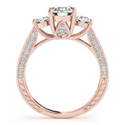 14K Rose Gold 1 7/8 ct tw Three Stone Diamond Engagement Ring