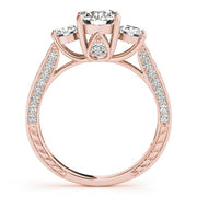 14K Rose Gold 1 7/8 ct tw Three Stone Diamond Engagement Ring
