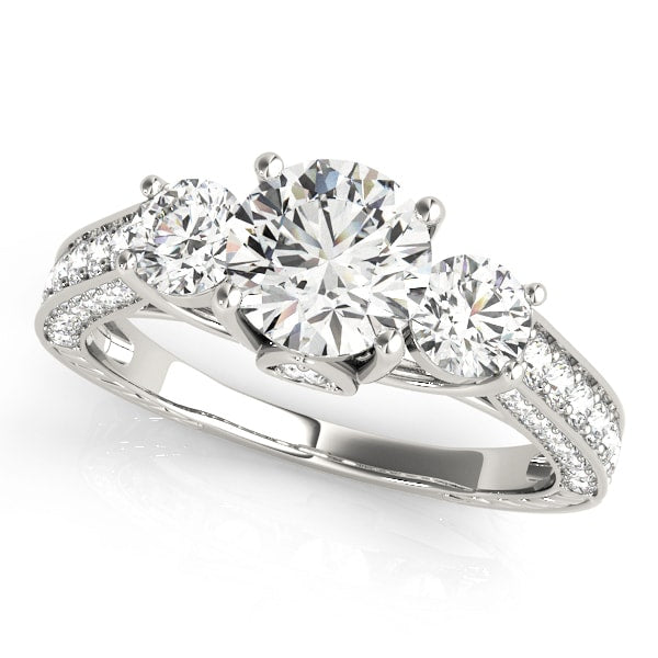 14K White Gold 1 7/8 ct tw Three Stone Diamond Engagement Ring