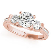 18K Rose Gold 2 ct tw Three Stone Diamond Engagement Ring