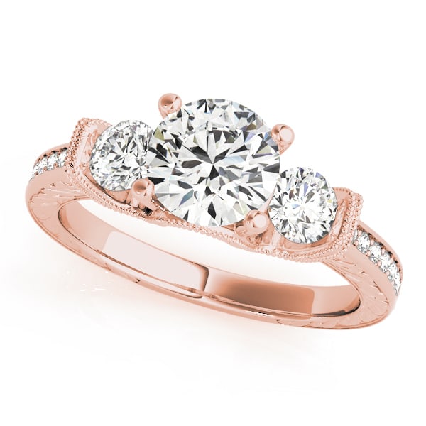 18K Rose Gold 2 ct tw Three Stone Diamond Engagement Ring