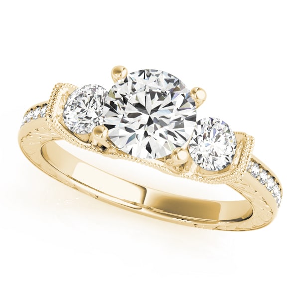 14K Yellow Gold 2 ct tw Three Stone Diamond Engagement Ring