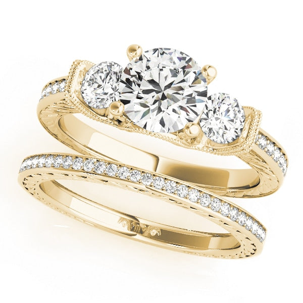 18K Yellow Gold 2 ct tw Three Stone Diamond Engagement Ring