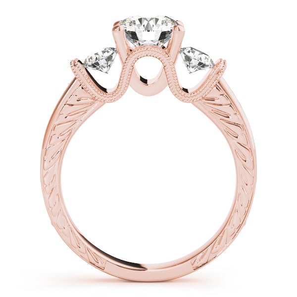 14K Rose Gold 2 ct tw Three Stone Diamond Engagement Ring
