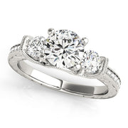 14K White Gold 2 ct tw Three Stone Diamond Engagement Ring