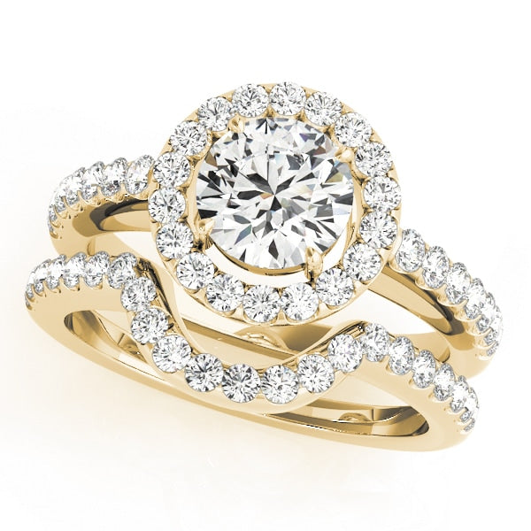 14K Yellow Gold 2 1/6 ct tw Halo Diamond Engagement Ring
