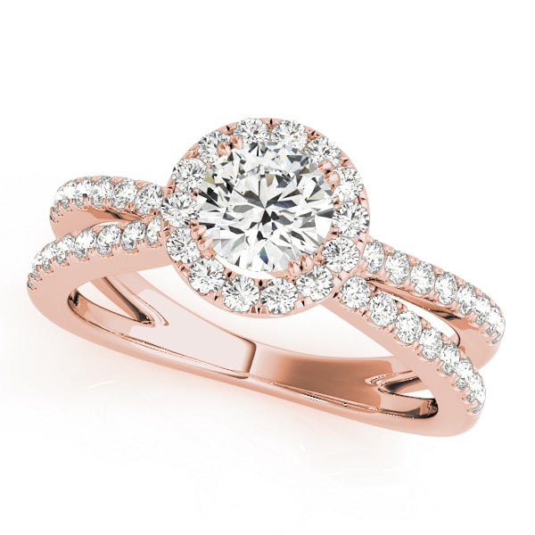 14K Rose Gold 2 ct tw Halo Diamond Engagement Ring