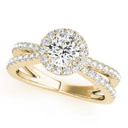 14K Yellow Gold 2 ct tw Halo Diamond Engagement Ring
