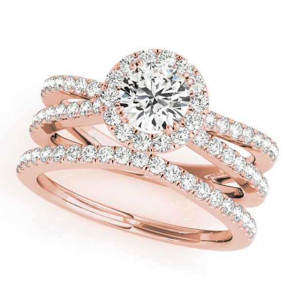 18K Rose Gold 2 ct tw Halo Diamond Engagement Ring