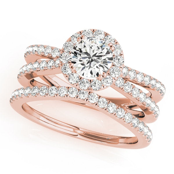 18K Rose Gold 2 ct tw Halo Diamond Engagement Ring