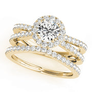 18K Yellow Gold 2 ct tw Halo Diamond Engagement Ring