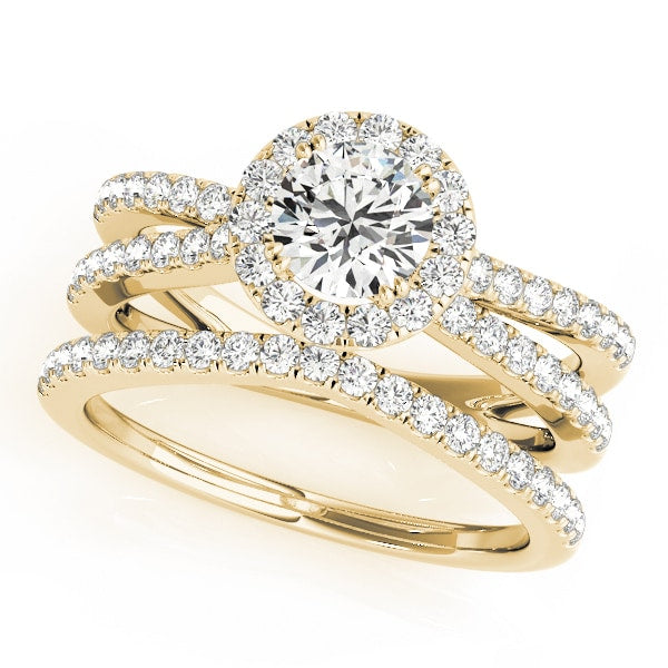 18K Yellow Gold 2 ct tw Halo Diamond Engagement Ring