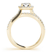 18K Yellow Gold 2 ct tw Halo Diamond Engagement Ring