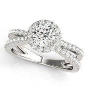 14K White Gold 2 ct tw Halo Diamond Engagement Ring