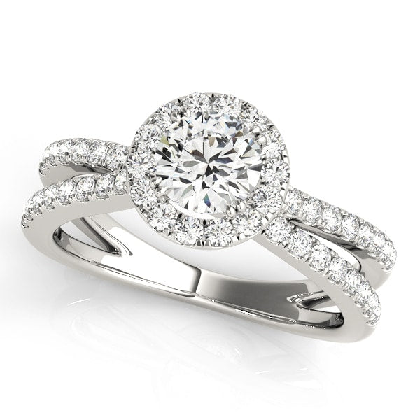 14K White Gold 2 ct tw Halo Diamond Engagement Ring