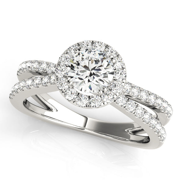 14K White Gold 2 ct tw Halo Diamond Engagement Ring